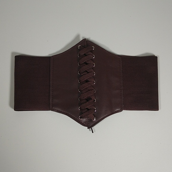 Accessories - Brown faux leather wide corset belt